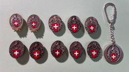 SAC Schweiz Alpenclub Abzeichen, 10 Stk, plus Anhänger