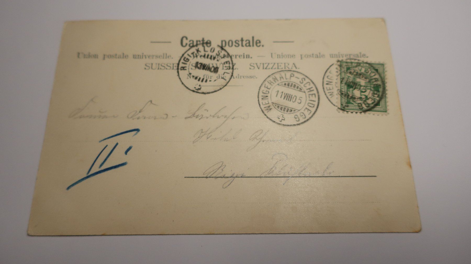 Ansichtskarten: Berner oberland Wengernalp mit Eiger und Mönch  1905 – Gebraucht aus Cormoret von Pascalll2001 3