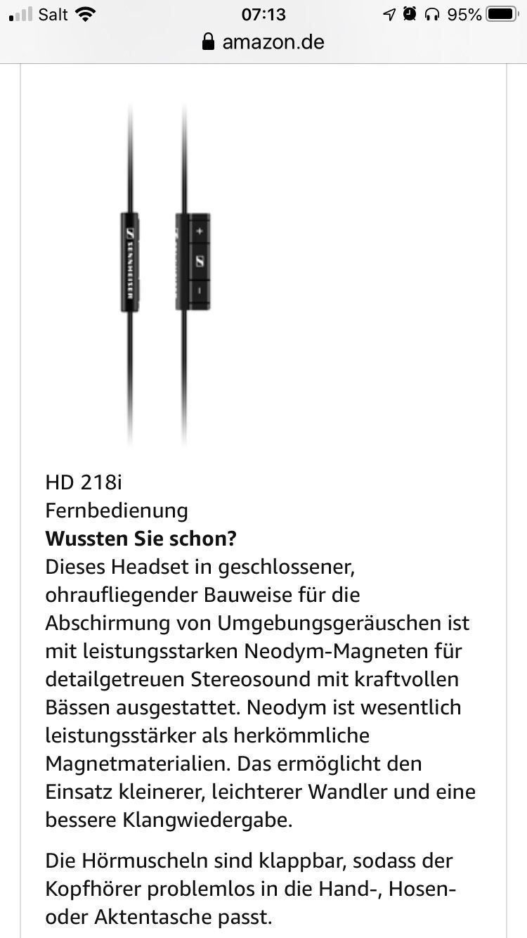 Sennheiser Cuffie: SENHEISER HD 218i Kopfhörer – Usato da Mauren venduto da SB1606 6