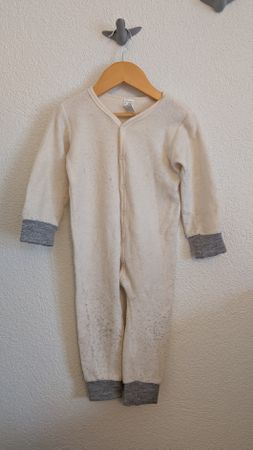 Hessnatur Pyjama, off white | 86/92 (12-24 m) | bio Wolle