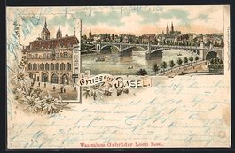 Litho Basel, Rathaus und Teilansicht der