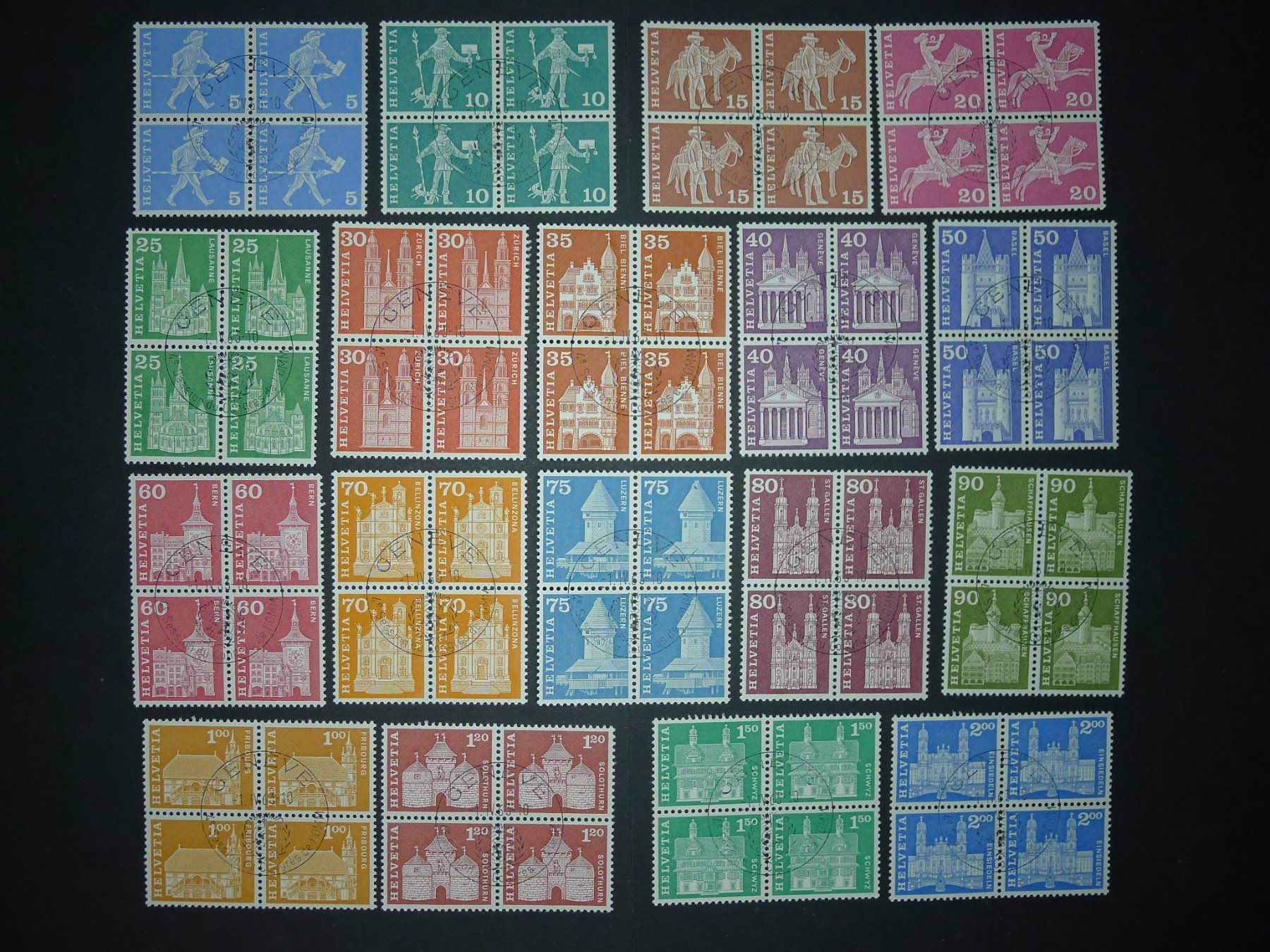 Tutti i francobolli: 1960 Nr. 355-372 im 4er Block gestempelt – Usato da Dagmersellen venduto da wyss1982