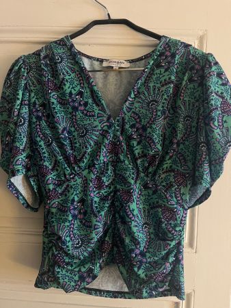 Haut Morgan taille M imprimer vert et rose