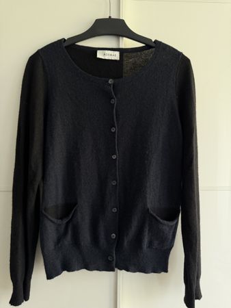 Ademas Cardigan Leinen Kaschmir schwarz Made in Italy