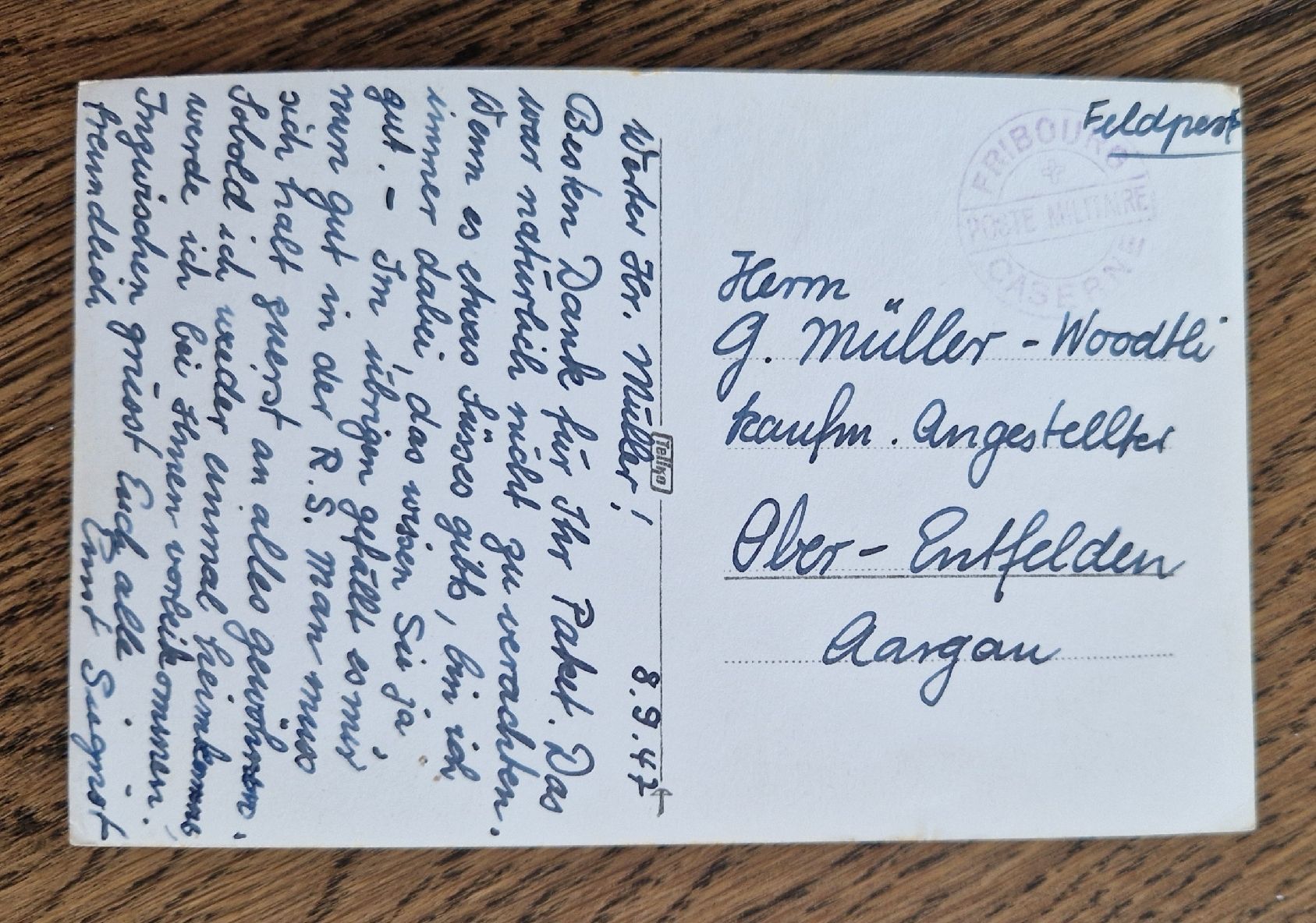 Ansichtskarten: Fribourg, Feldpost 1947 – Gebraucht aus Ebikon von Donar50 1