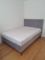 Grey Velvet Queen Size Bed with Storage