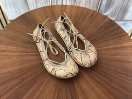 Art Ballerinas beige gemustert Schnürung 38 Leder / Textil