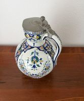 Keramik Krug, antiker Zinndeckel, Vintage Dekoration