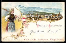 Litho Solothurn, Ortsansicht mit Bergpan