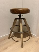 Hocker Leder braun Holz