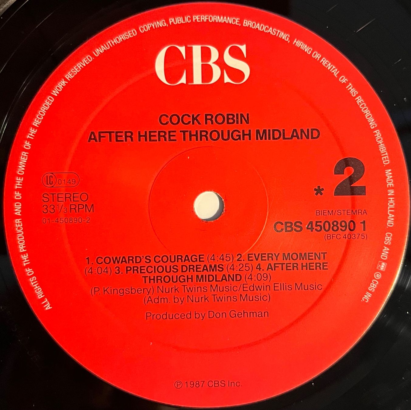 Schallplatten: COCK ROBIN - AFTER HERE THROUGH MIDLAND - 33 Tours – Gebraucht aus Bussigny von vinyl-pas-cher 3