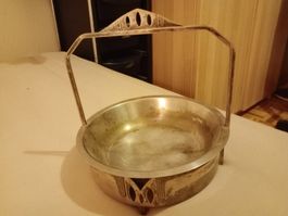 Versilbertes Körbchen mit Henkel - Vintage Stil Art deco