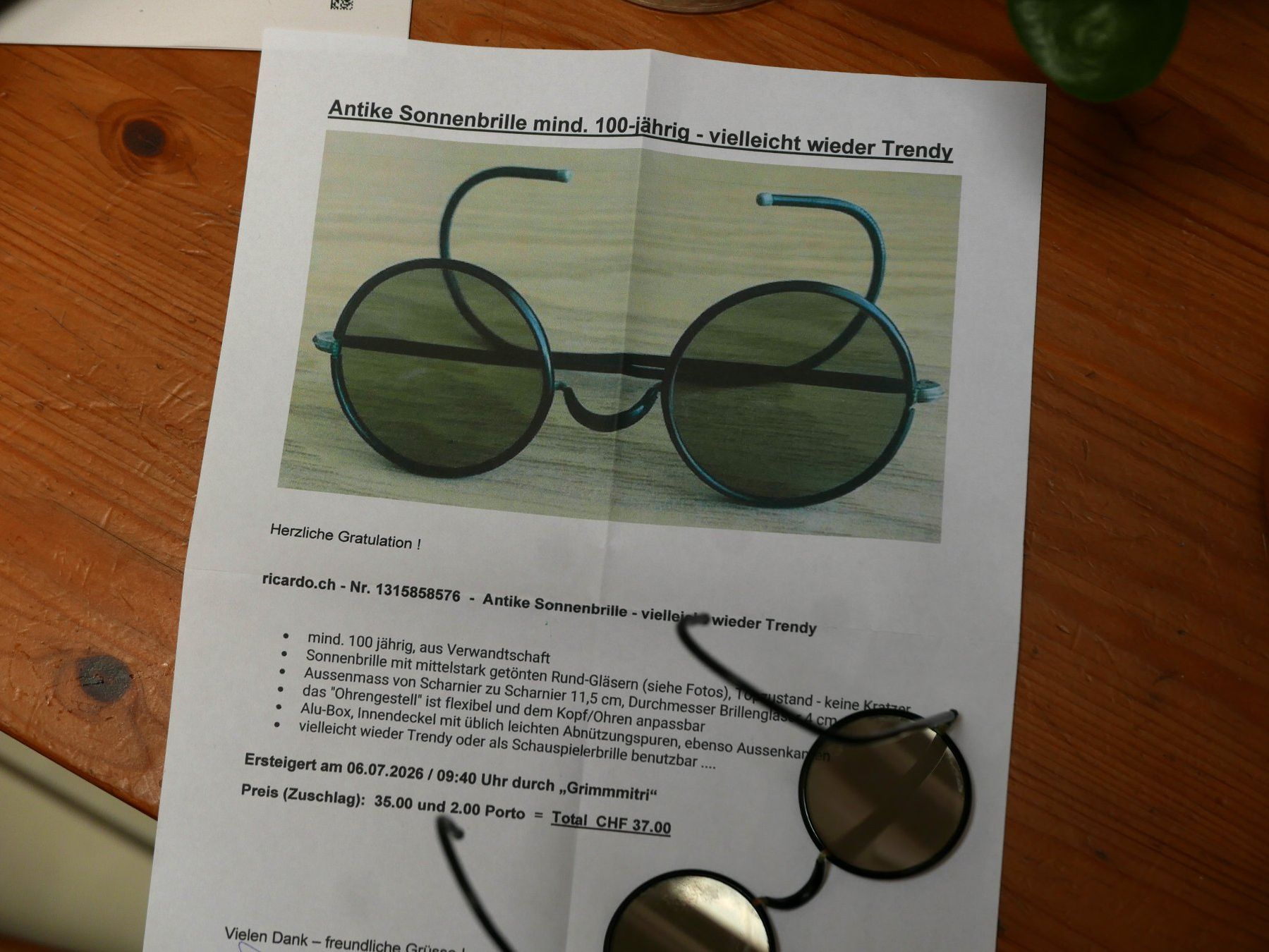 Brillen & Gläser: Antike Sonnenbrille rund – Gebraucht aus Bern von Grimmitri 3