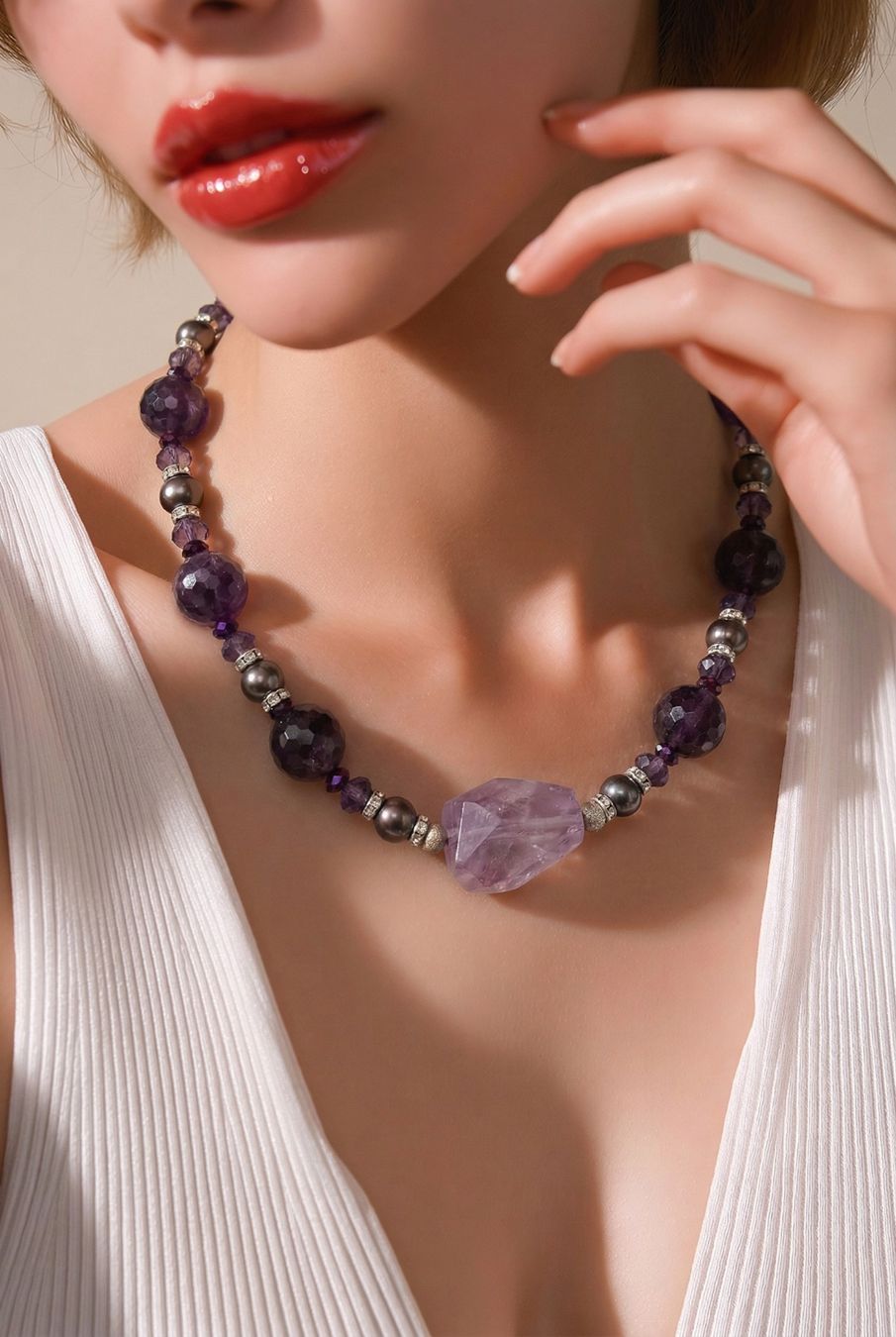 Catenine: AKTION: Amethyst Collier - NEU – Nuovo (secondo la descrizione) da Basel venduto da Chili007