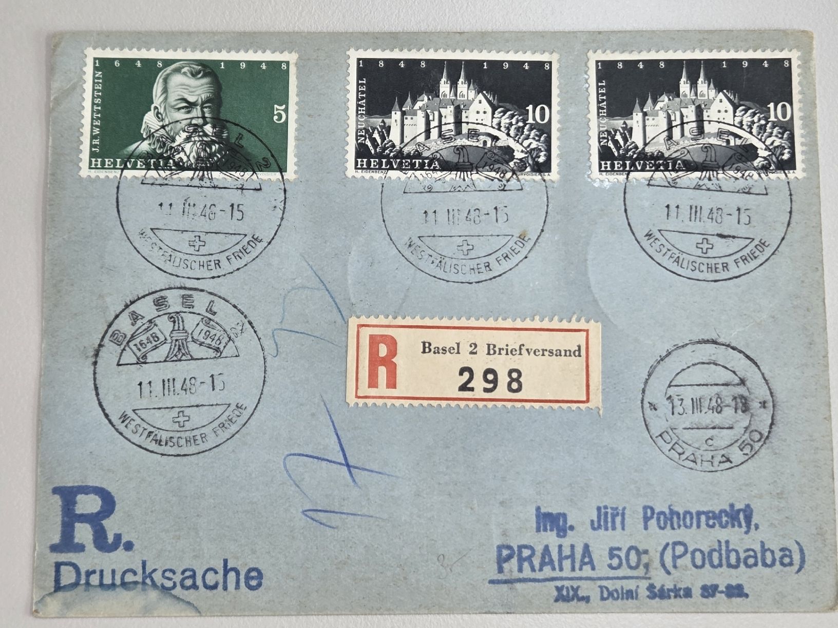 Tutti i francobolli: Drucksache 1948 5 Marken auf Rückseite – Usato da Buttikon venduto da billigJackob
