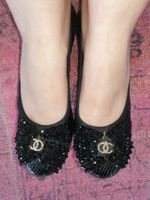 Leder Ballerina schwarz
