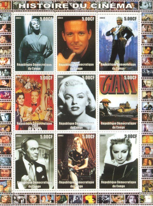 Tutti i francobolli: Block "Mickey Rourke, Eddie Murphy, Marilyn Monroe". Kongo – Nuovo e nell'imballaggio originale da Basel venduto da Butsch5