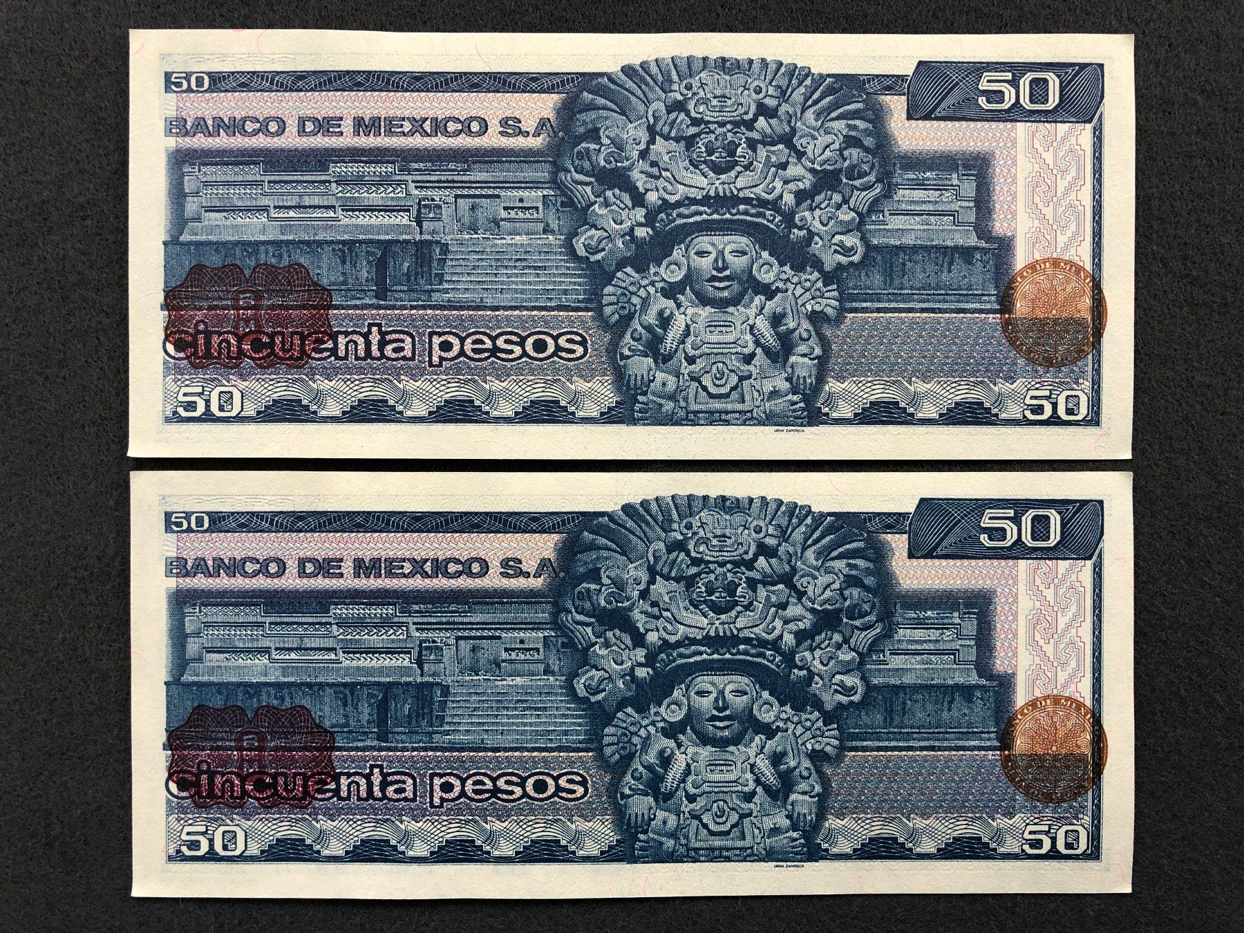 Banknoten: Mexico 1981 - 2x50 Pesos aUNC – Neu (gemäss Beschreibung) aus Pfäffikon SZ von Sieben77 1