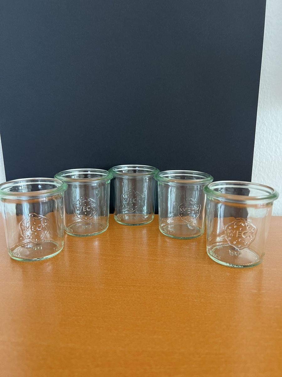 Weck Contenitori & Simili: 5 x Weck Gläsli 150ml, ungebraucht – Nuovo (secondo la descrizione) da Rüschlikon venduto da Picpara