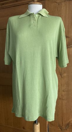 100% Seide  hellgrünes Polo-Shirt Gr. L
