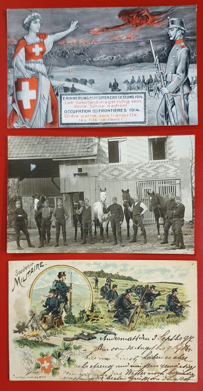 Cartoline postali: 3 Militär Ansichtskarte – Usato da Kreuzlingen venduto da Rschweiz1