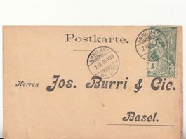 SBK 77B auf PK mit Abart farblose Linie