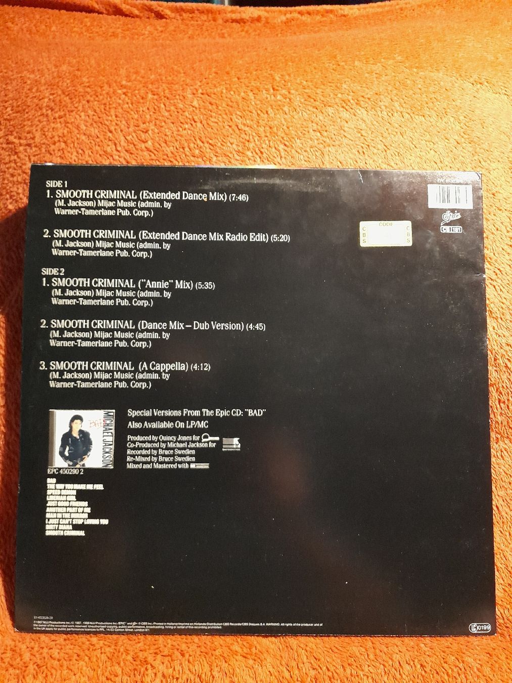 Dischi in vinile: Michael Jackson Smooth Criminal Maxi Single 12" Vinyl – Nuovo (secondo la descrizione) da oekingen venduto da beauty1964 1