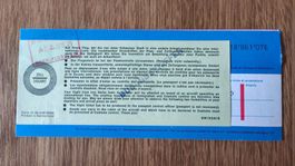 altes Swissair Flugticket aus dem Jahre 1971