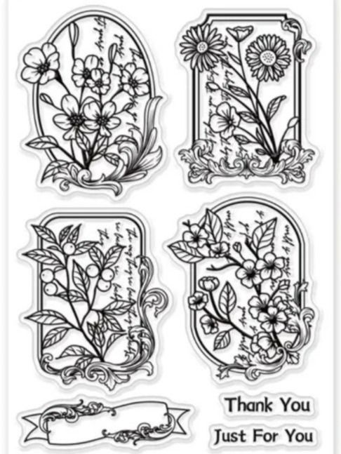 Timbri: Silikonstempel Nr.767, Blumen in Rahmen – Nuovo e nell'imballaggio originale da Gretzenbach venduto da Fliegepilz56