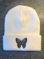Mütze - weiss - Schmetterling