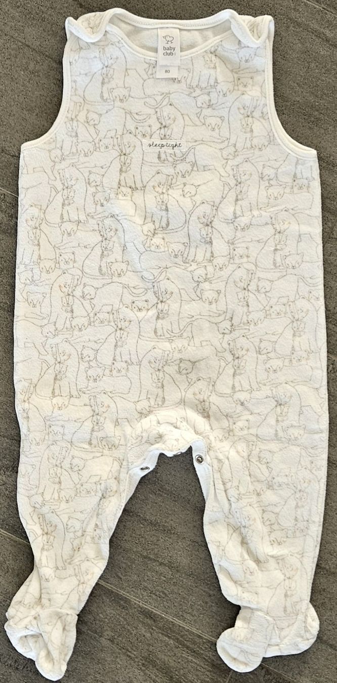 Pagliaccetti: Baby Strampler Gr. 80 / Kuschel-Look – Usato da Rotkreuz venduto da Kaffitanteli