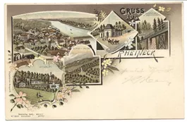 Gruss aus Rheineck (SG) Bahnhof  Weinburg  uralte Litho 1897