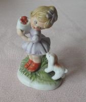 Porzellanfigur Mädchen mit Hündchen Marke N mit Krone