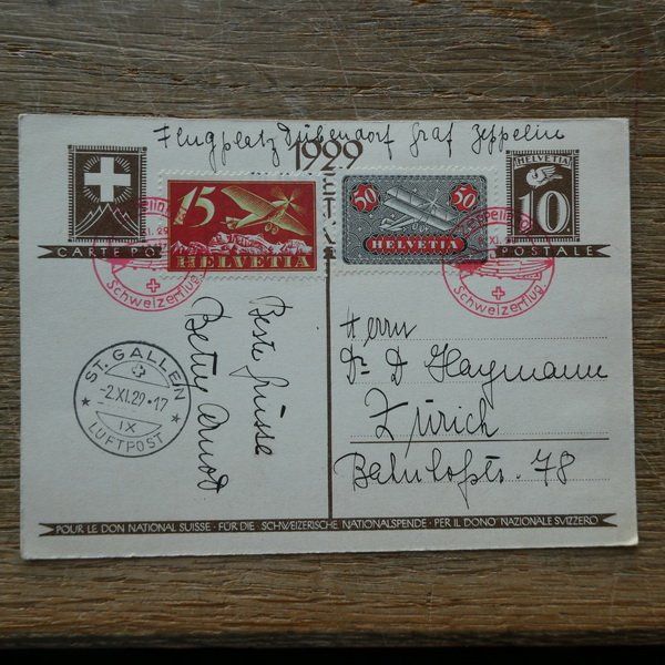Tutti i francobolli: 1929 interessante ZEPPELINPOST !! Flugplatz Dübendorf – Usato da Egliswil venduto da Trens01