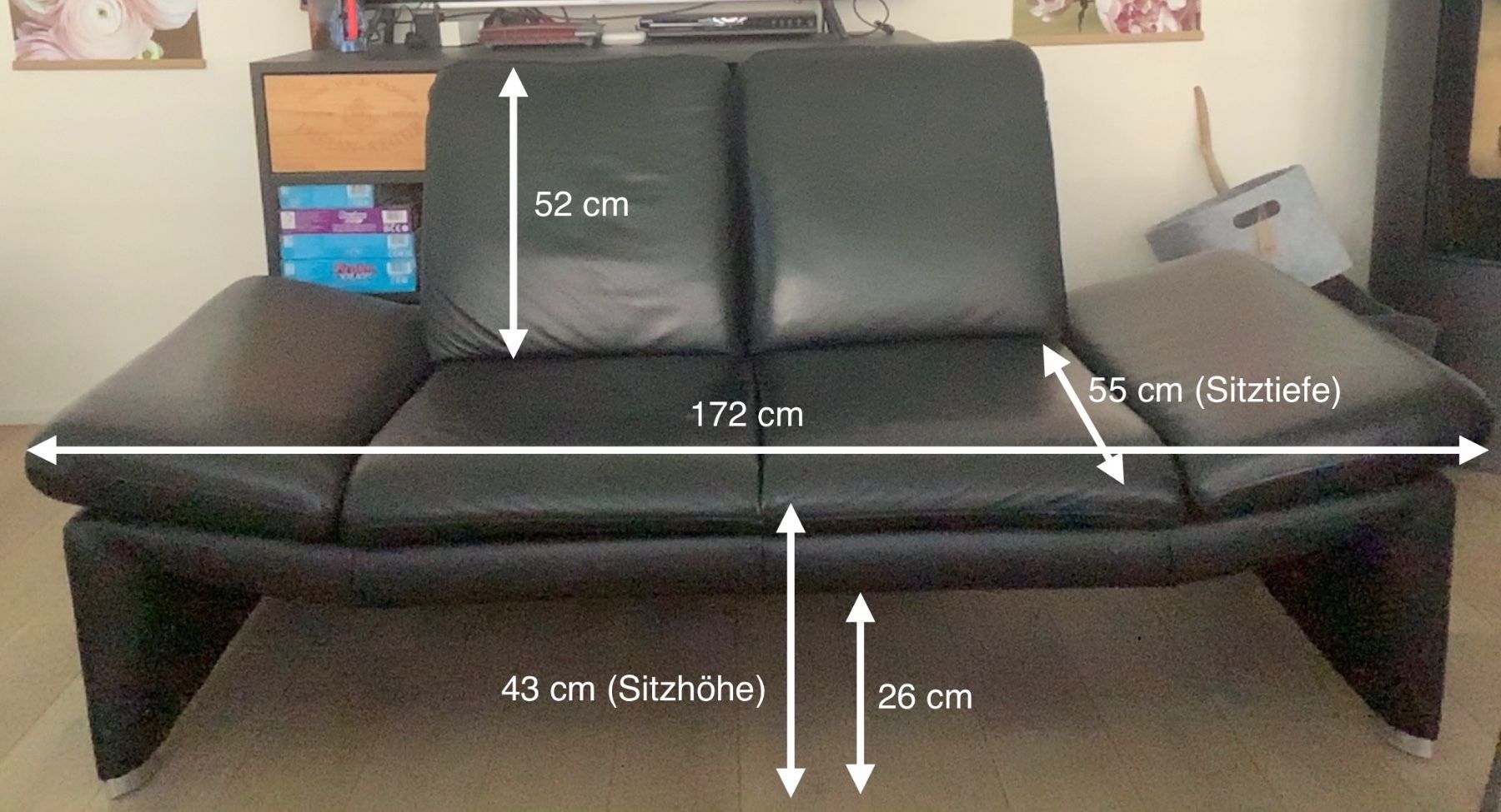 Sofas: Ledersofa schwarz 2-Sitzer – D'occasion à Waldkirch par Fvetsch0 3
