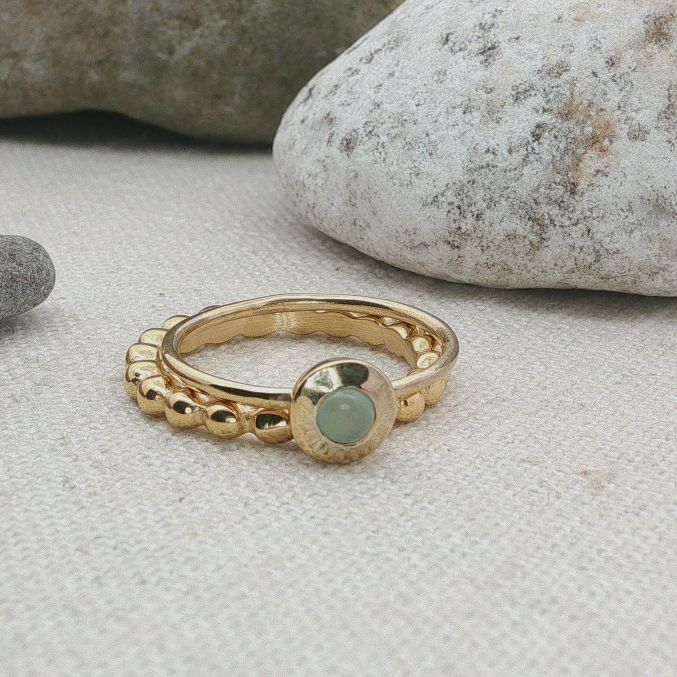 Olga Ribler Anelli: Edelstahl & Silber Prehnite Ring SET Ringgrösse 60 – Nuovo (secondo la descrizione) da Luzern venduto da Schmuckoutlet 6