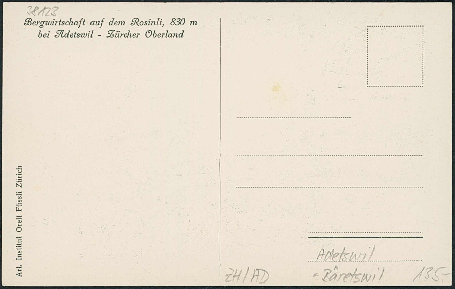 Cartoline postali: ZH Adetswil - Bäretswil – Nuovo (secondo la descrizione) da Schindellegi venduto da dolpitz 1