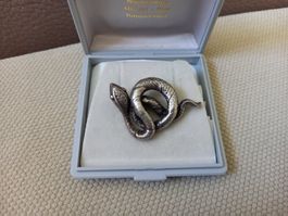 Schöne antike Silber Brosche Schlange