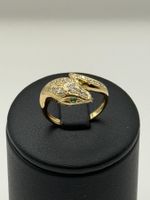 Bague serpent en or jaune et diamants