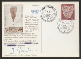 Ballon Schweiz 1976 Mürren Ollon Unterschrift Piccard