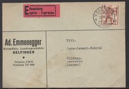 GELFINGEN, 12.VIII.43 Express   ( Briefvorderseite )