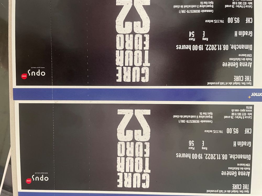 The Cure Arena Genève 2 billets Kaufen auf Ricardo