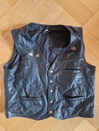 Herren Motorrad Leder-Gilet, Grösse XL
