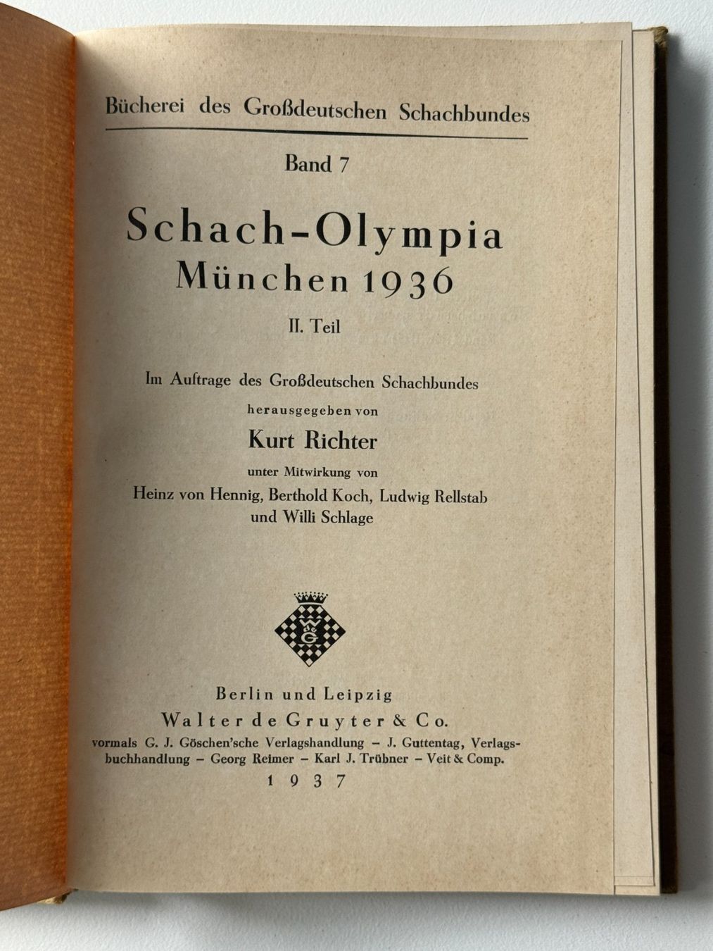 Bücher: Schacholympiade München 1936 - Kurt Richter – Neu (gemäss Beschreibung) aus Basel von Kornblumen 1