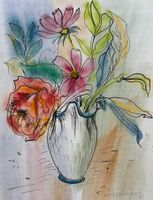 Hans Wullschleger (1913-1987), Aquarell, Blumen Stillleben