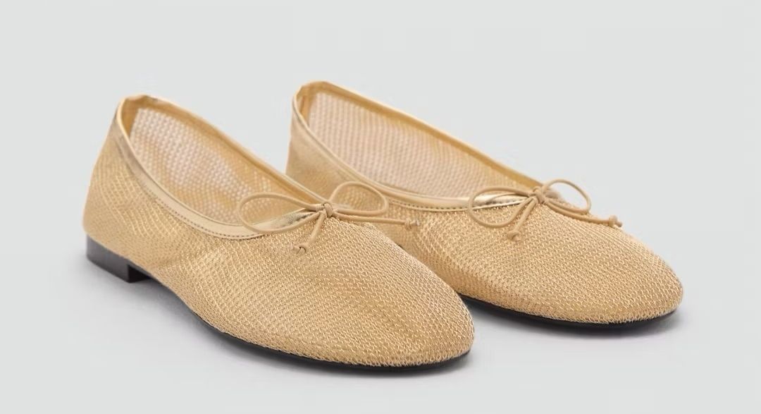 Mango Scarpe da donna: Mesh Ballerinas gold, Mango  – Usato da Uerikon venduto da pink_flamingo