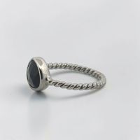 Schöner Silberring mit schwarzem Onyx Stein, Gr. 58