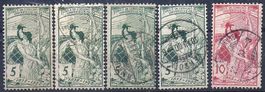 5 UPU 1900, du 77C au 78C  ** et o