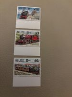 3 seltene Belize Briefmarken Züge Dampfloks