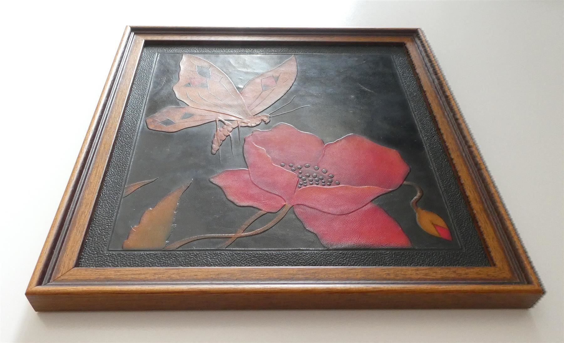 Posters & Illustrations: Bild Schmetterling Mohnblume Lederteile – D'occasion à Frauenfeld par ZAZ12 3